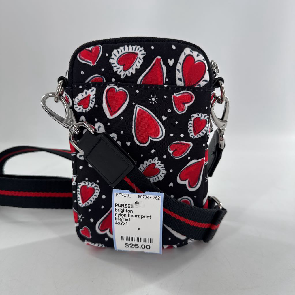 nylon heart print slim crossbody
