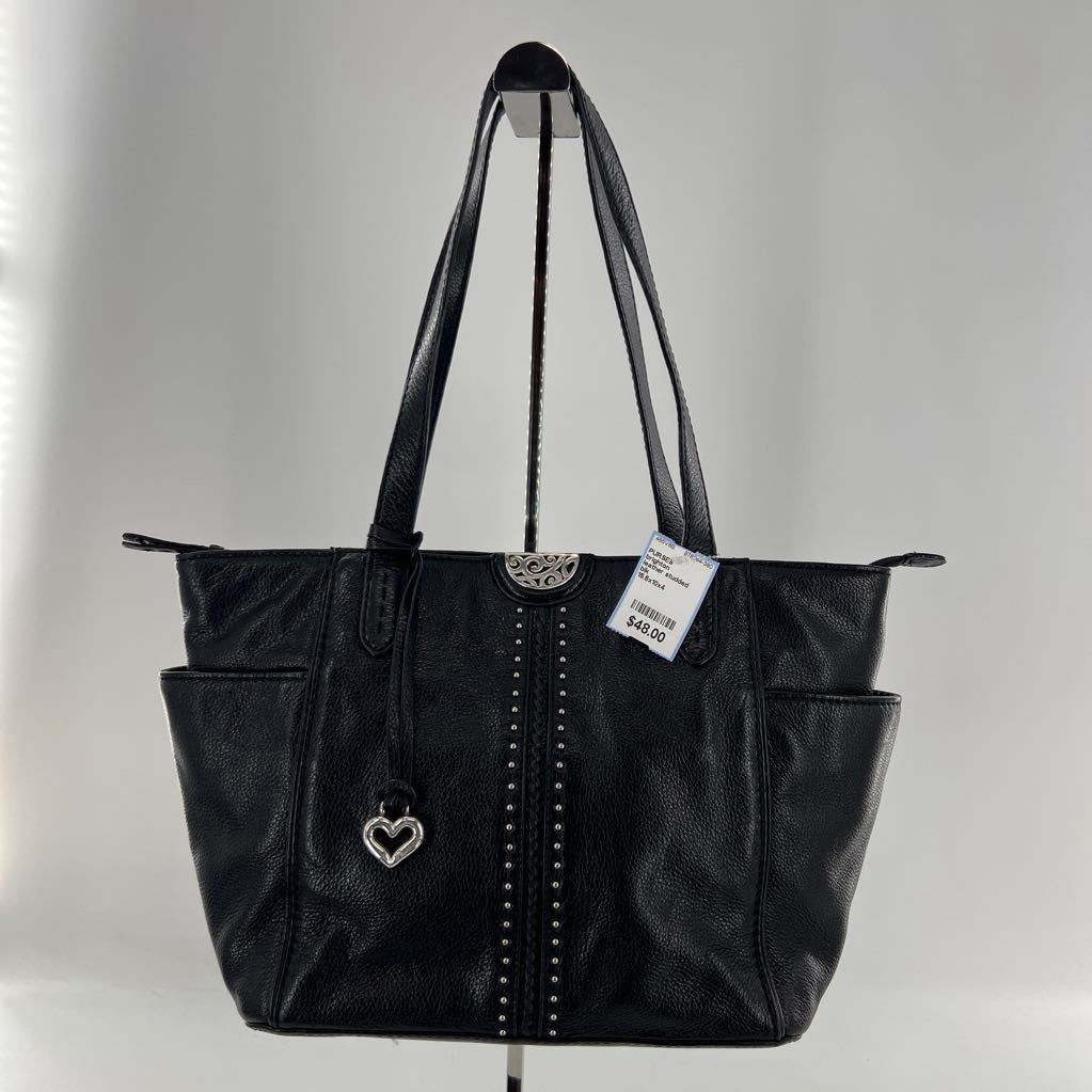 leather studded shoulder bag