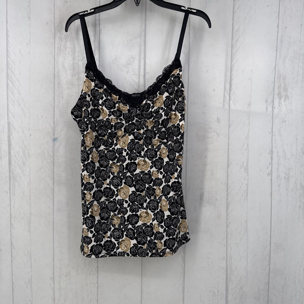 R38 L flo print lace trim cami