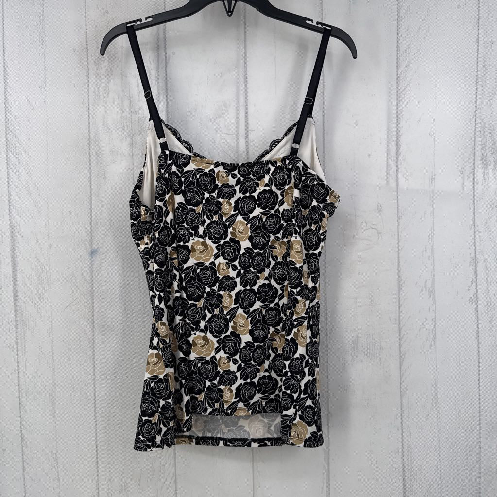 R38 L flo print lace trim cami