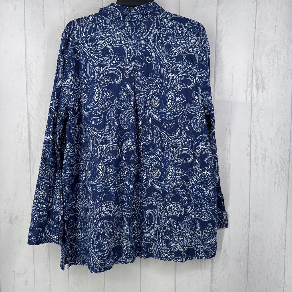 R50 XL paisley print button down l/s top
