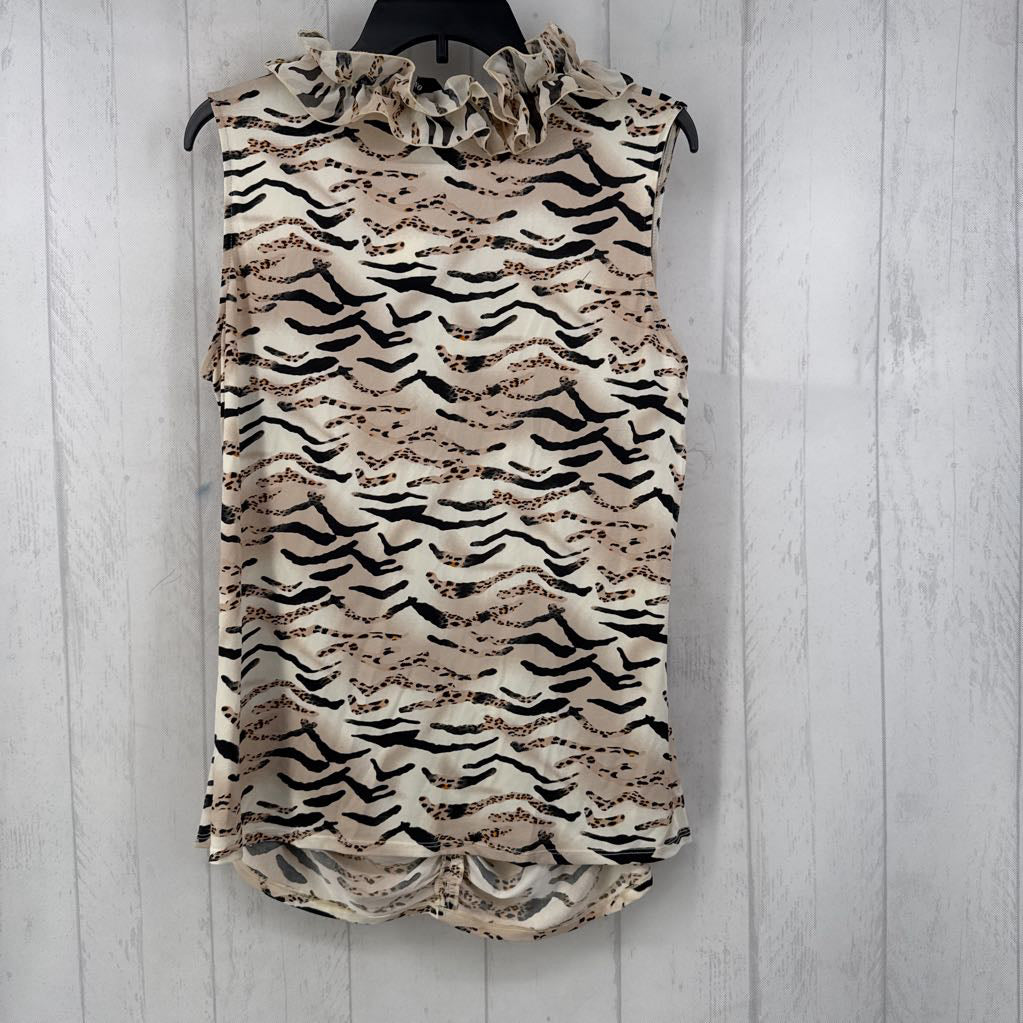 XL animal print ruffled tank