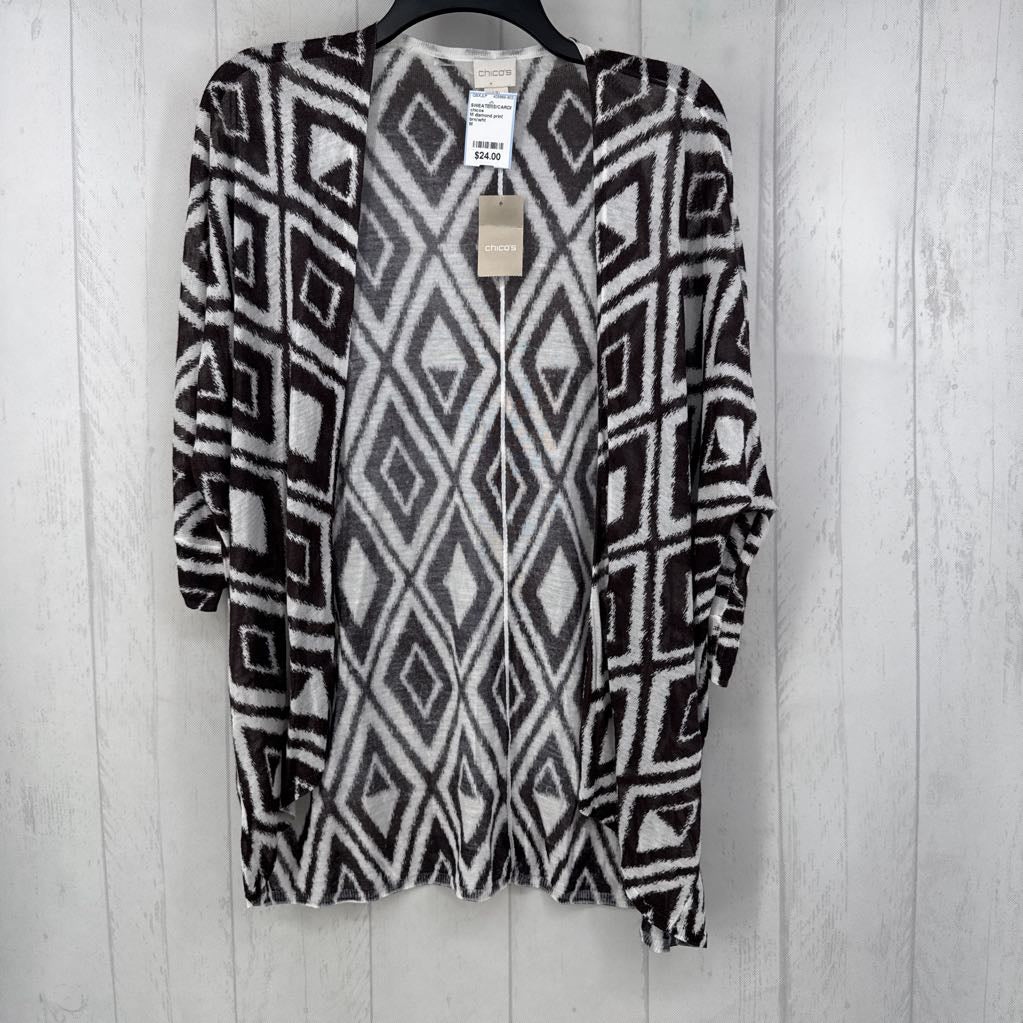 M diamond print lightweight cardi