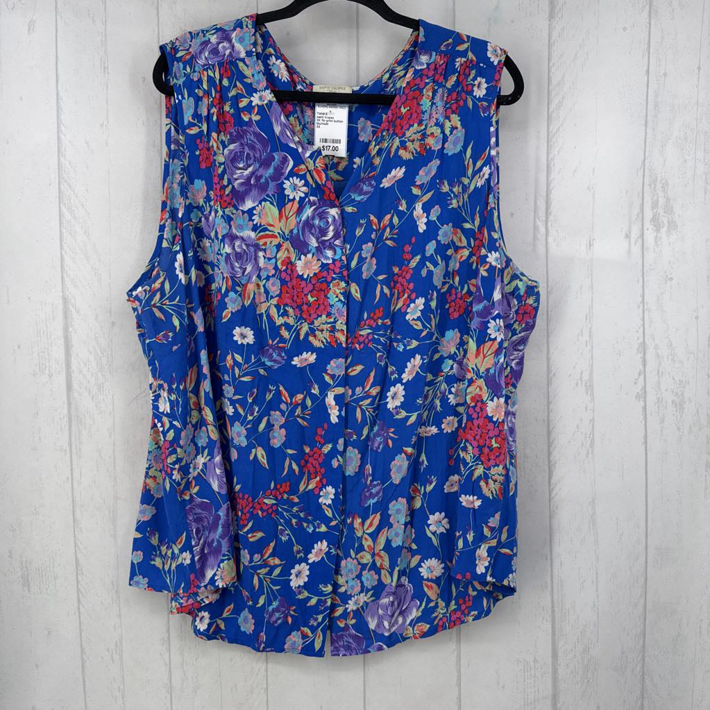 3X flo print button down flowy tank