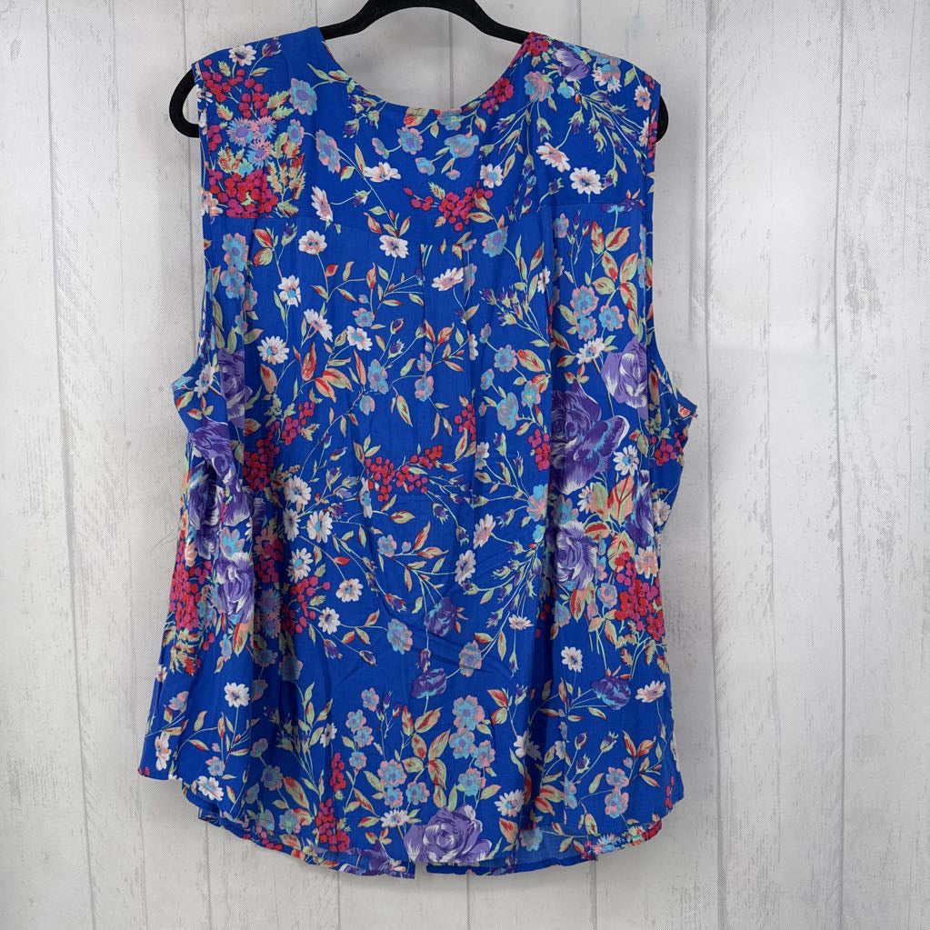 3X flo print button down flowy tank