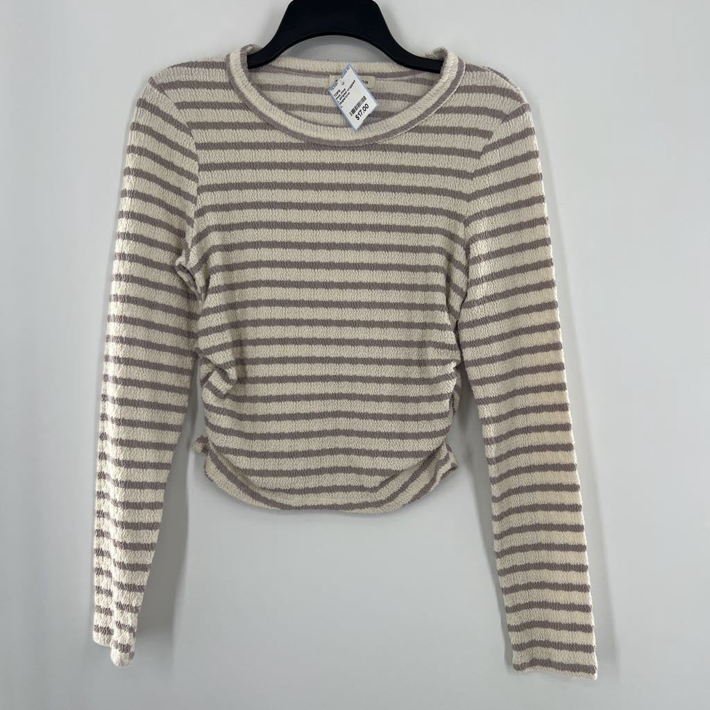 L striped cropped l/s top