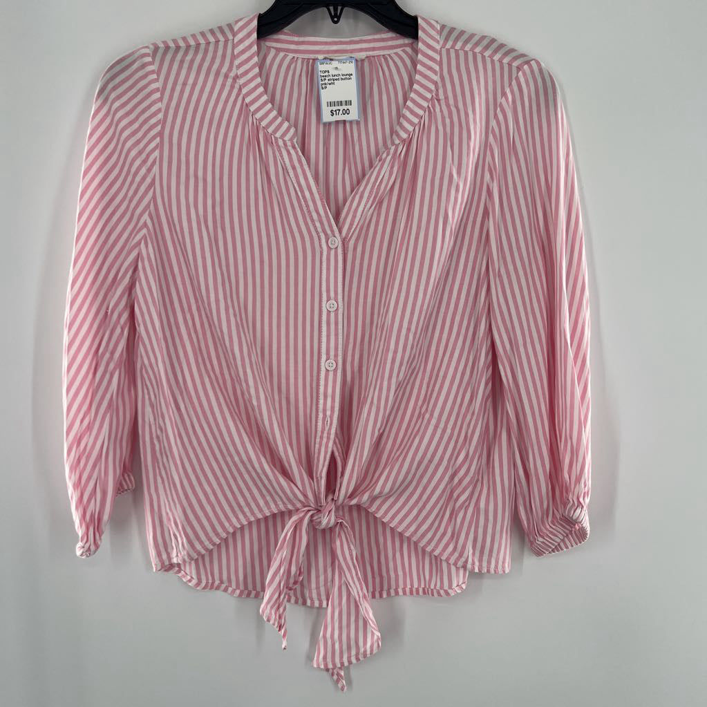 S/P striped button down 3/4 slv top
