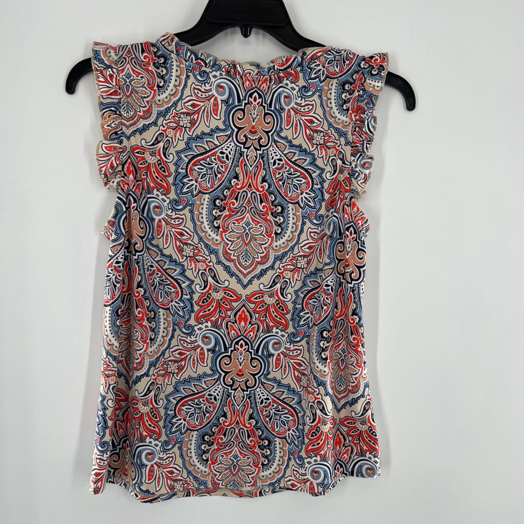 XL paisley print bow front tank