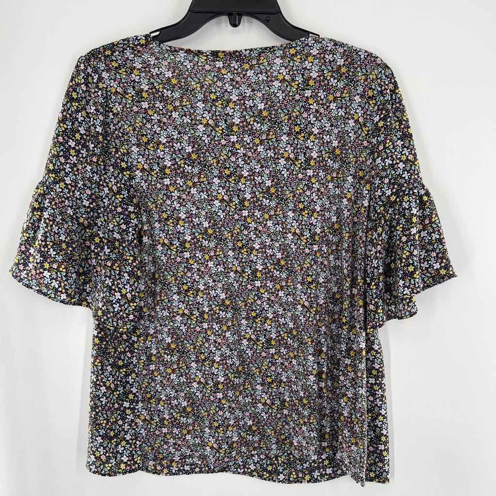 M flo print v-neck s/s top