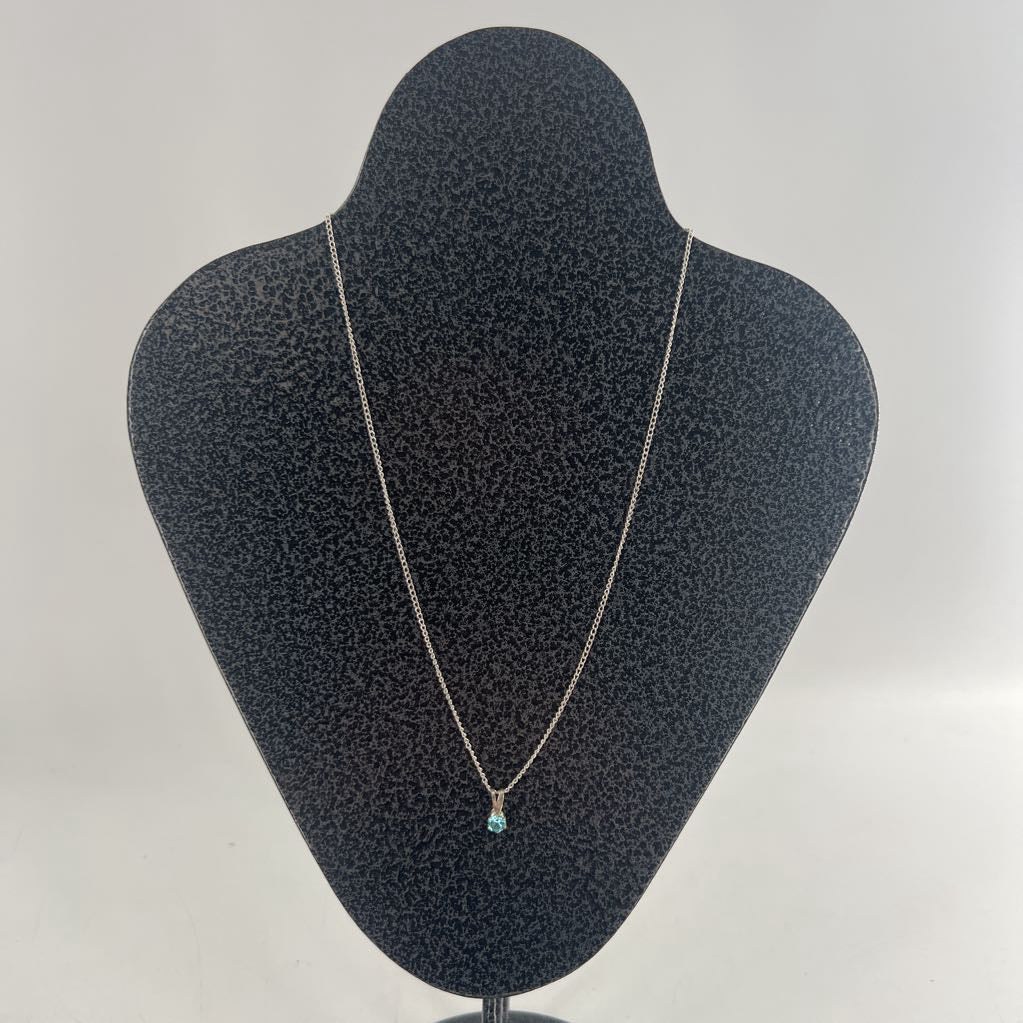 18KGP 9" silver tone blue stone necklace
