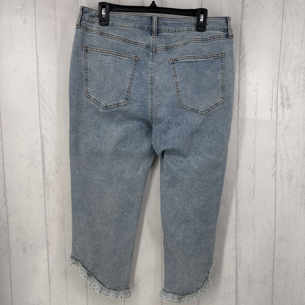 14 eyelet hem crop jean