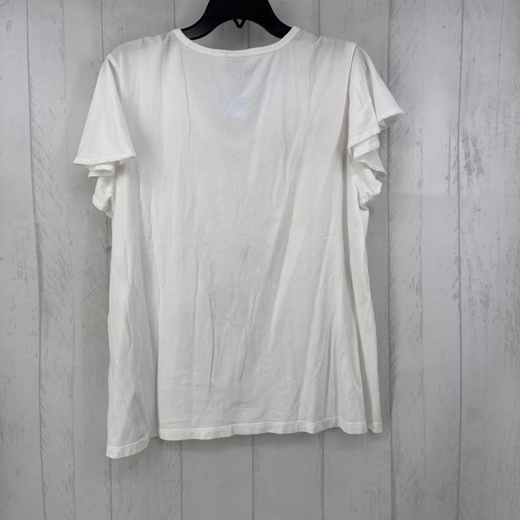 XL flo print v-neck flutter slv tee