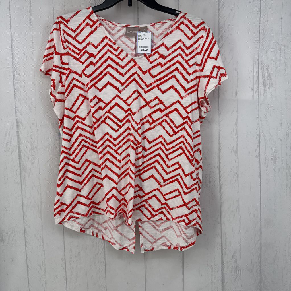 L chevron print v-neck s/s tee