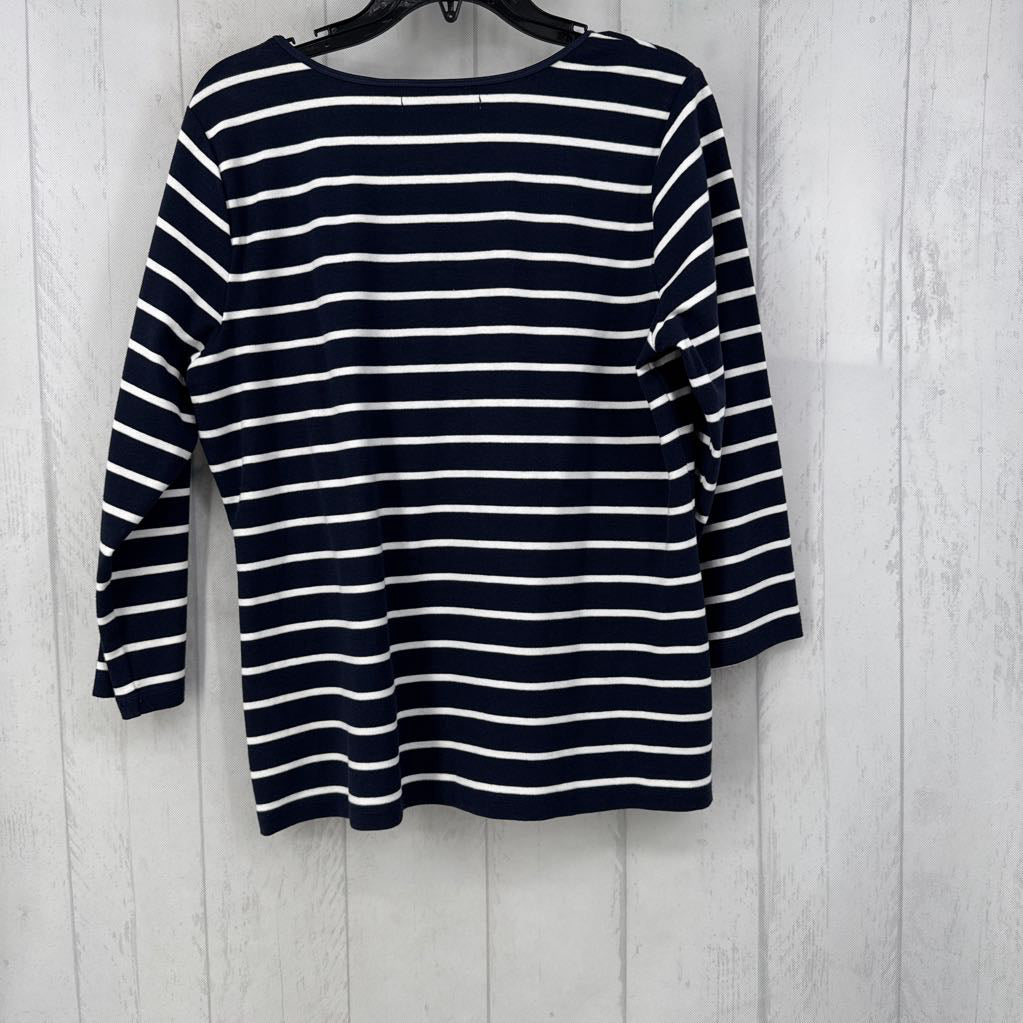 L striped 3/4 slv tee