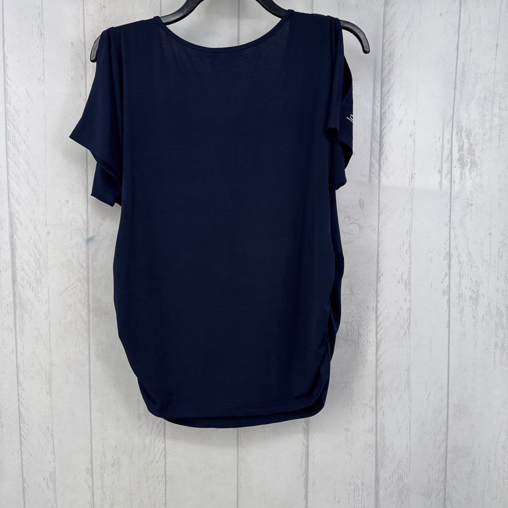 M embelished split slv top s/s