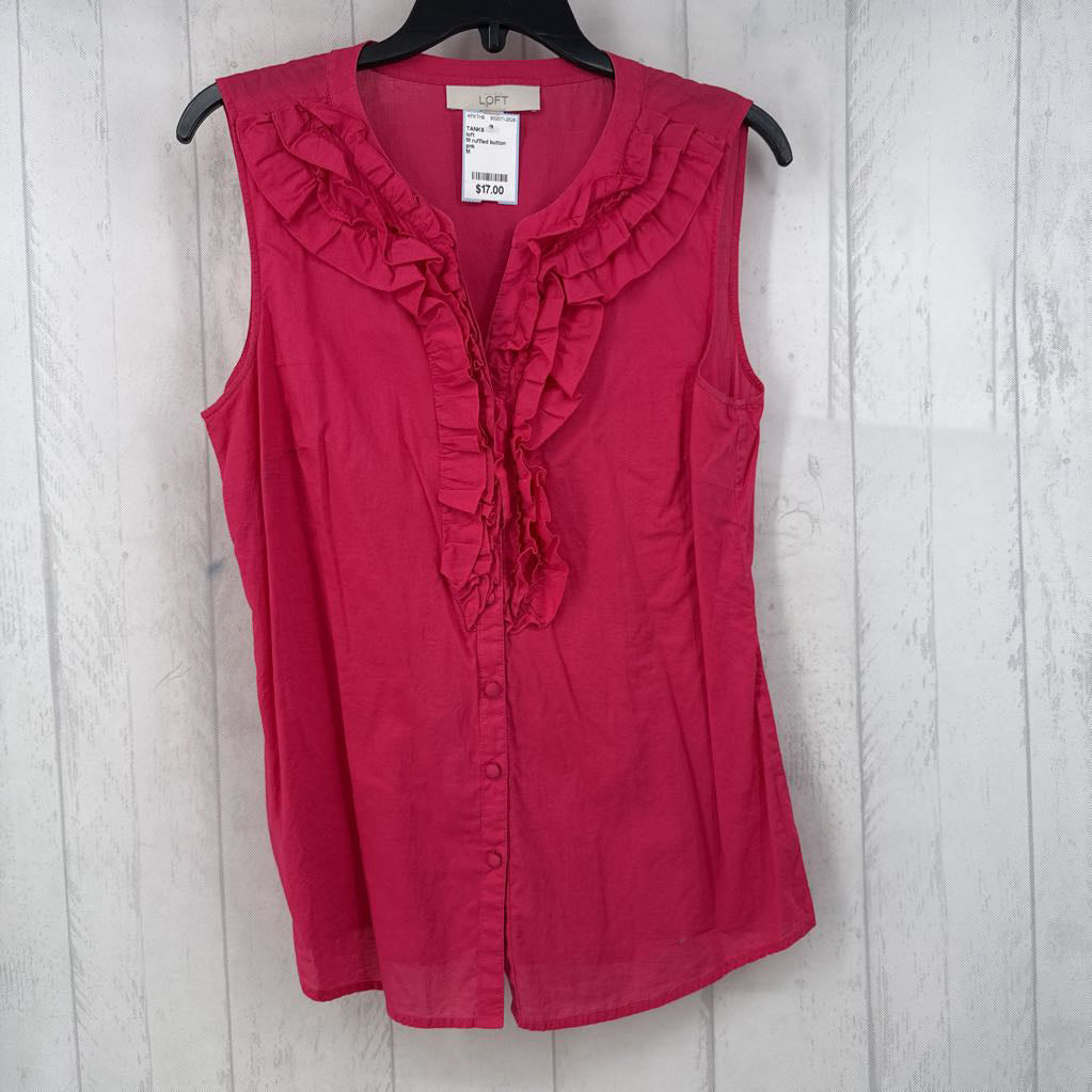 M ruffled button down slvls top