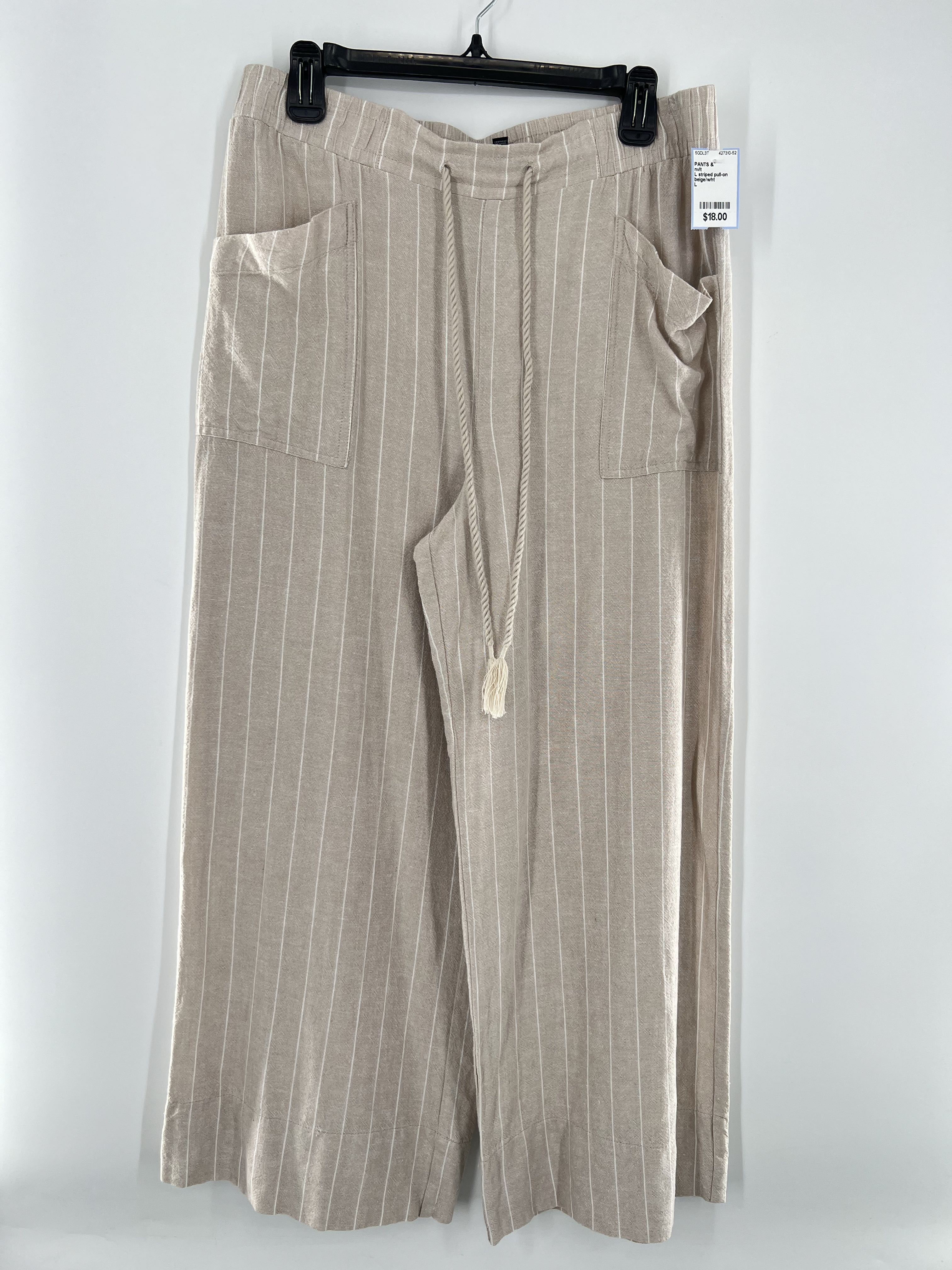 L striped pull-on tassel tie pant