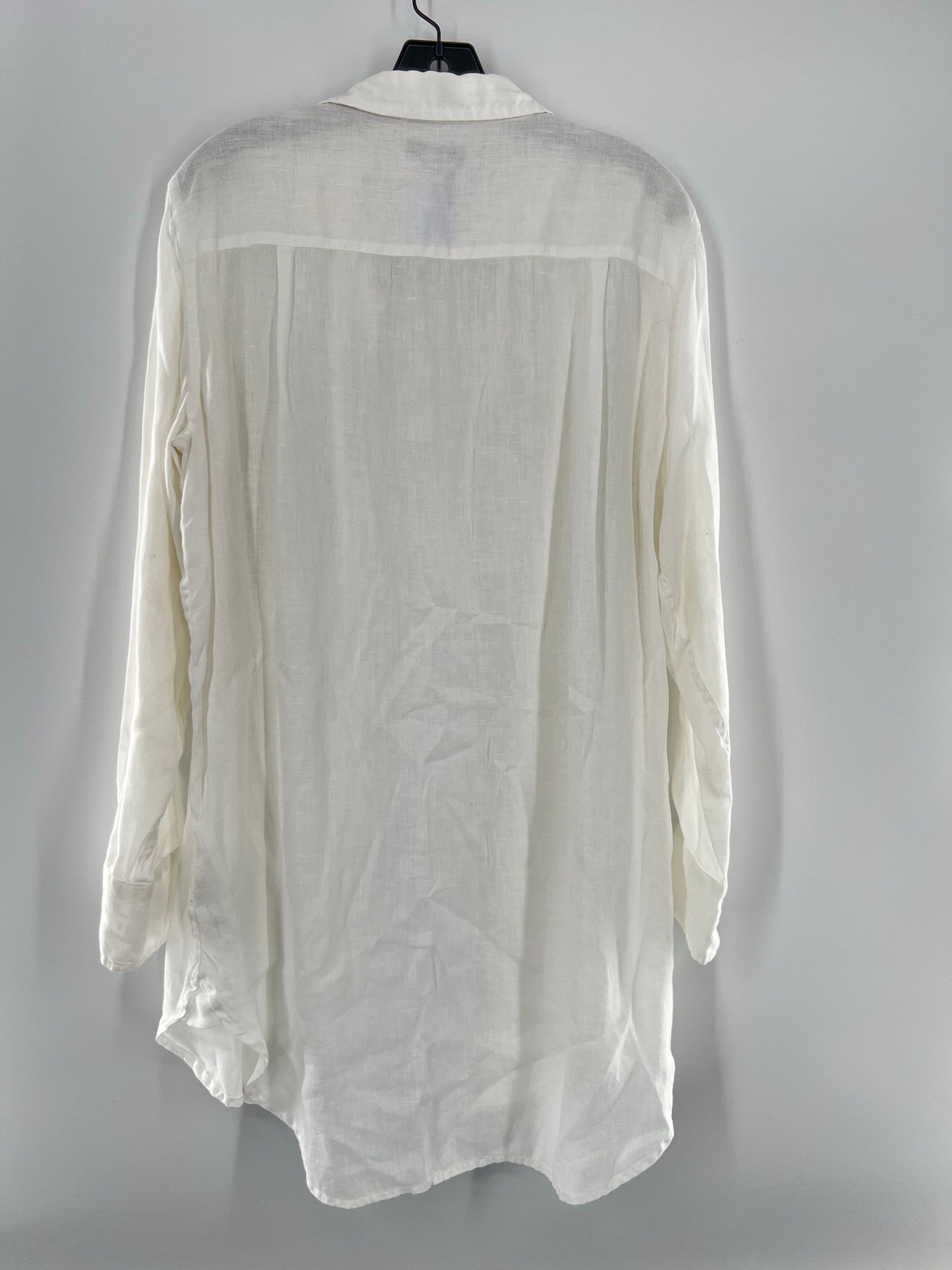 M linen button down l/s top