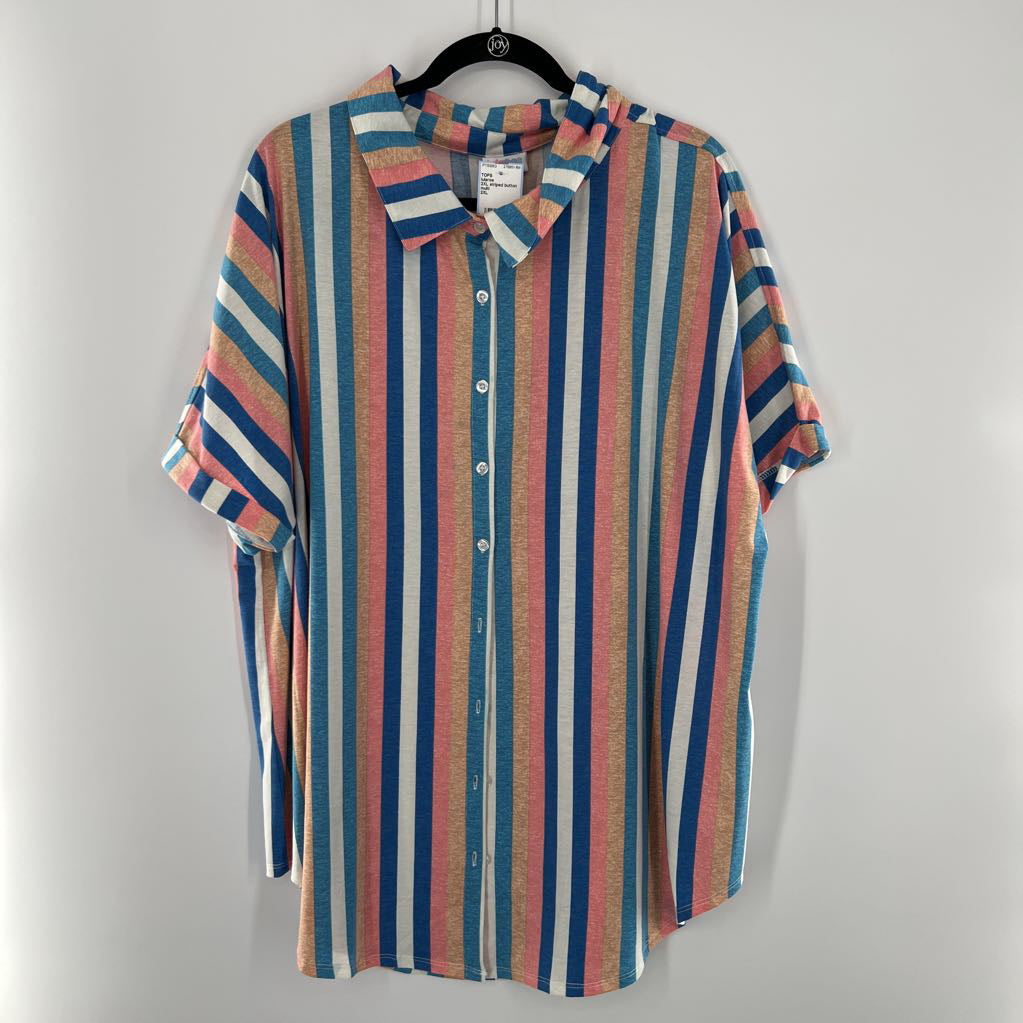2XL striped button down s/s top