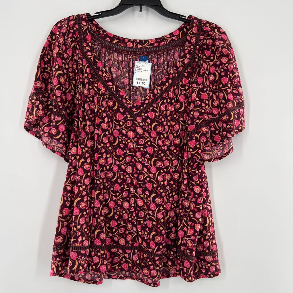 L flo print v-neck s/s top
