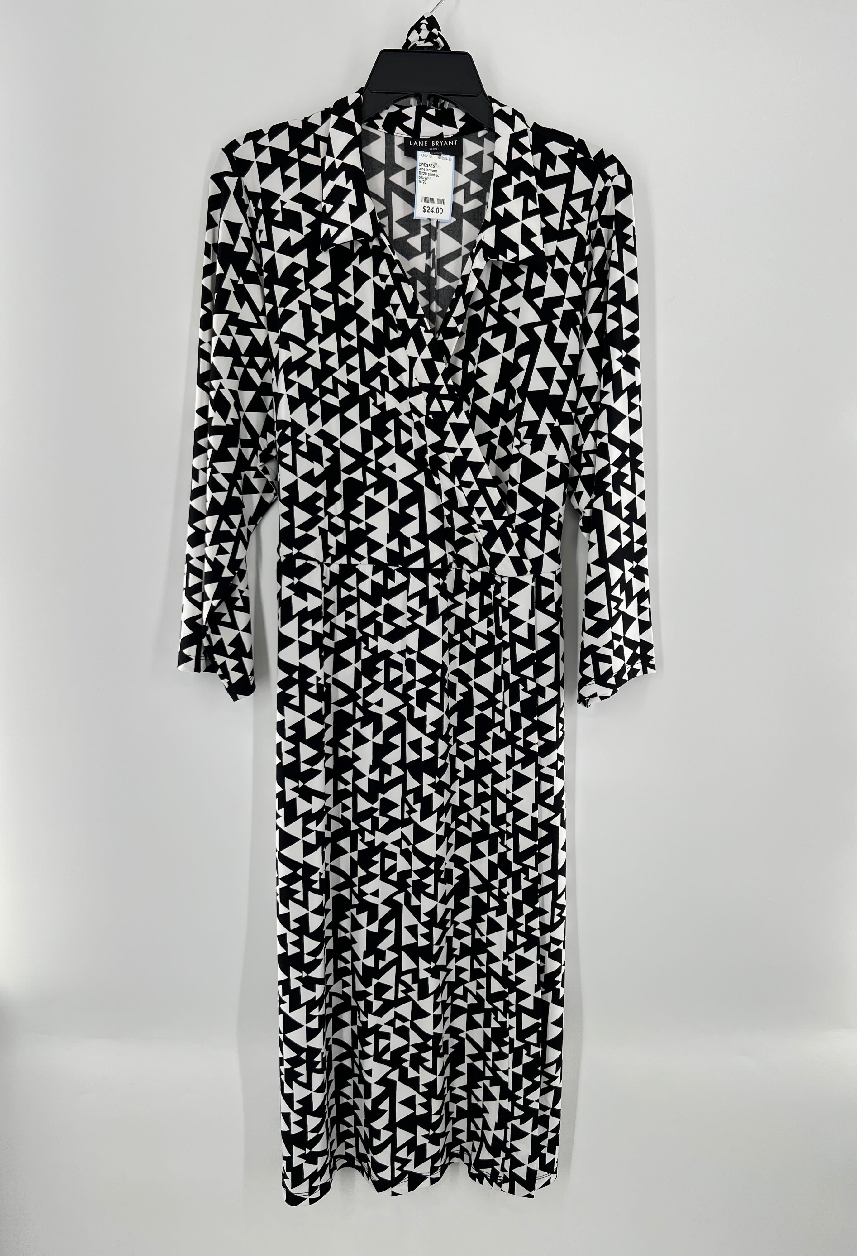18/20 printed crossover belted l/s dress