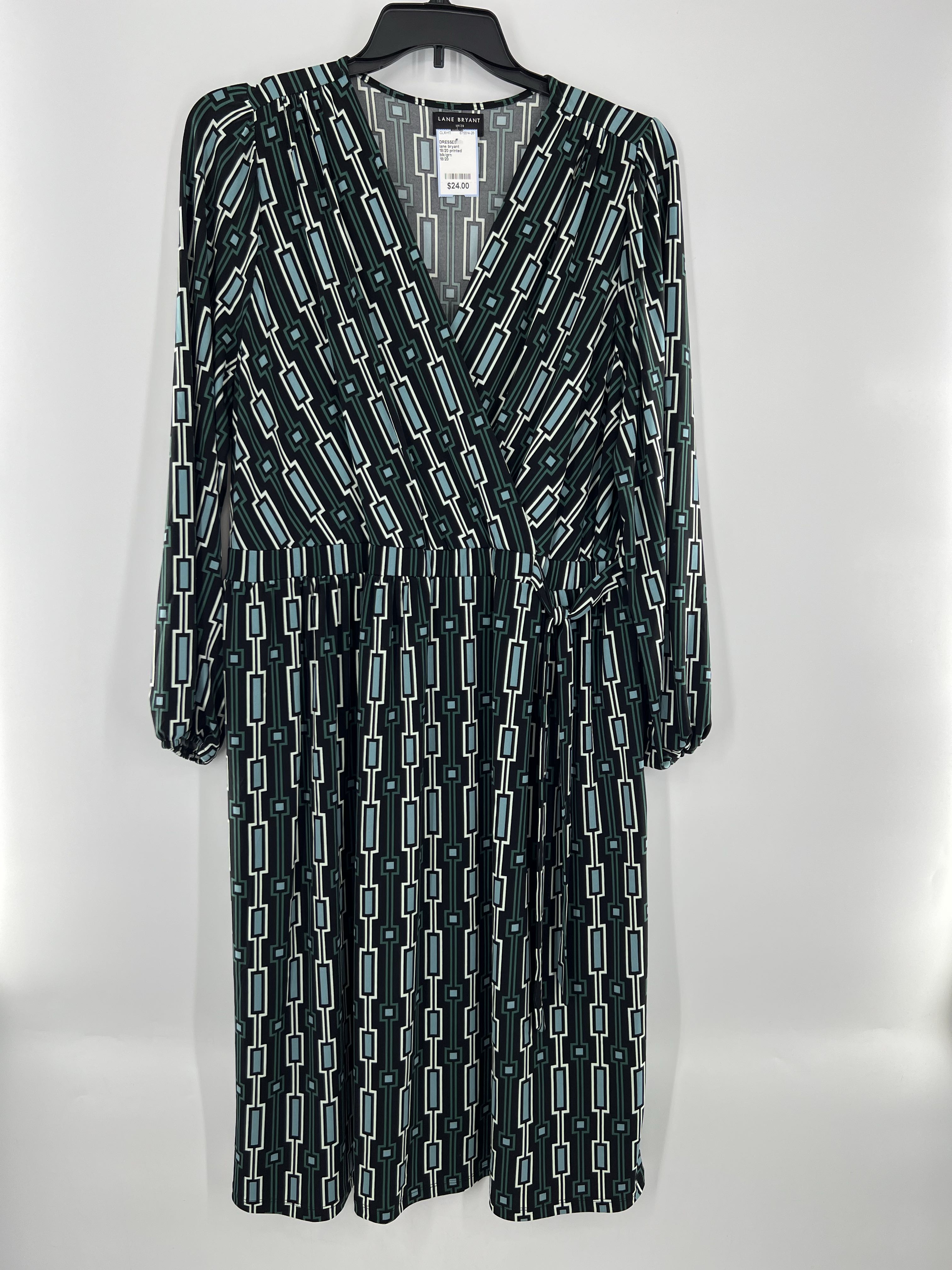 18/20 printed crossover l/s dress