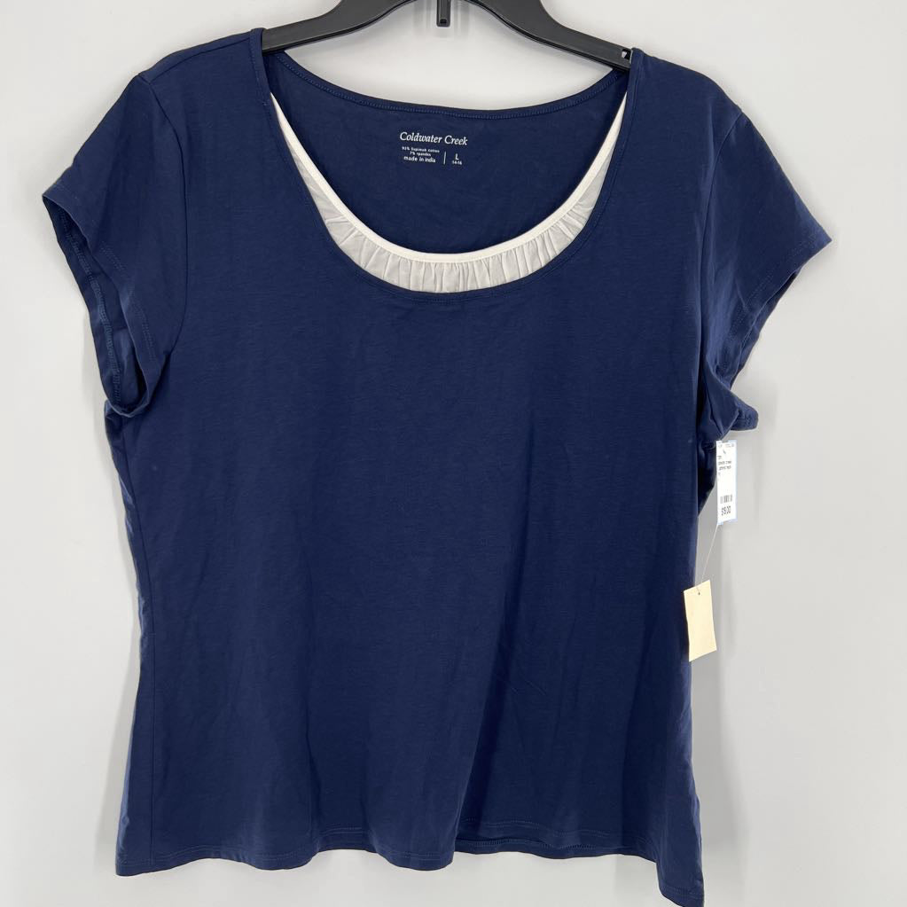 L gathered neck s/s tee