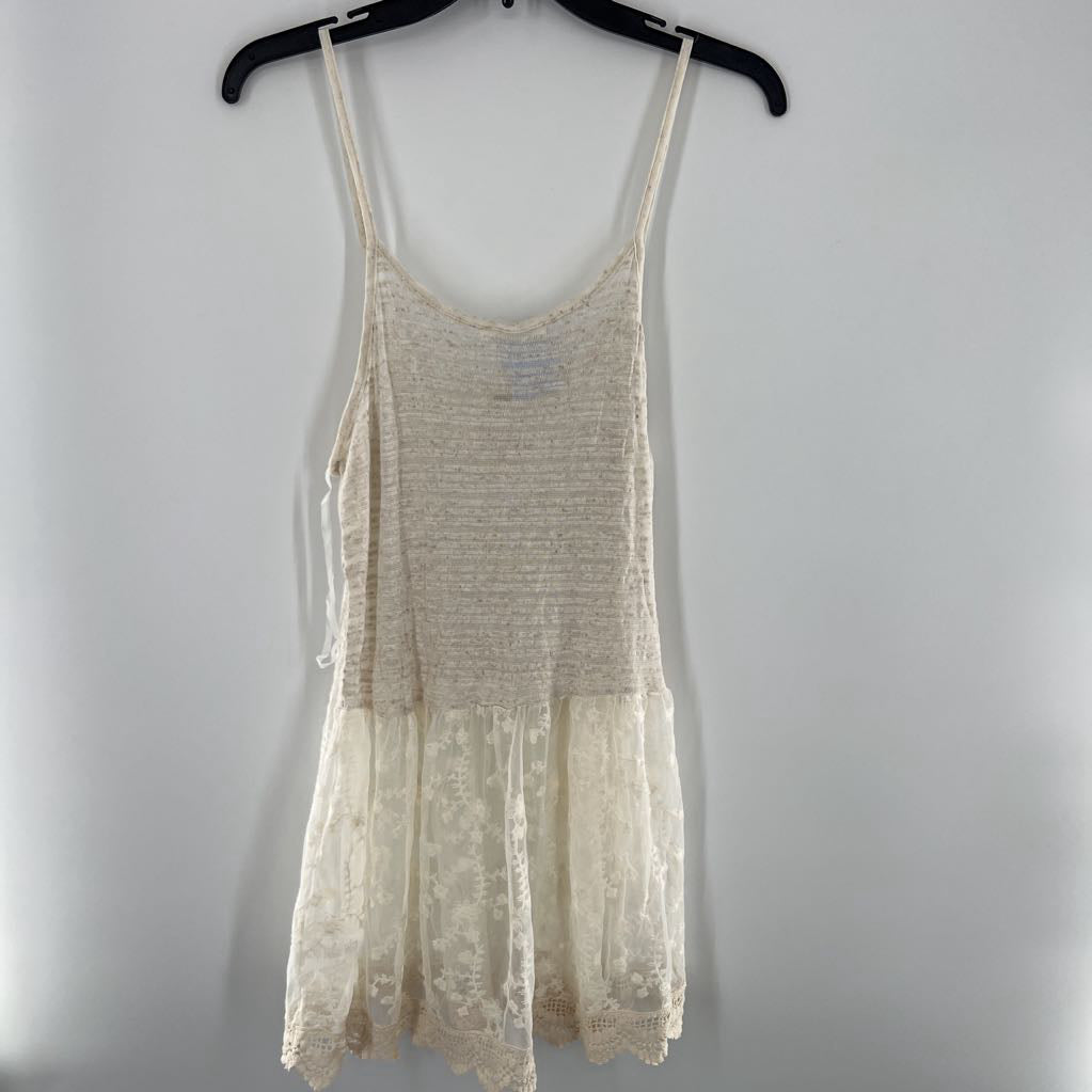 M lace button front babydoll tank
