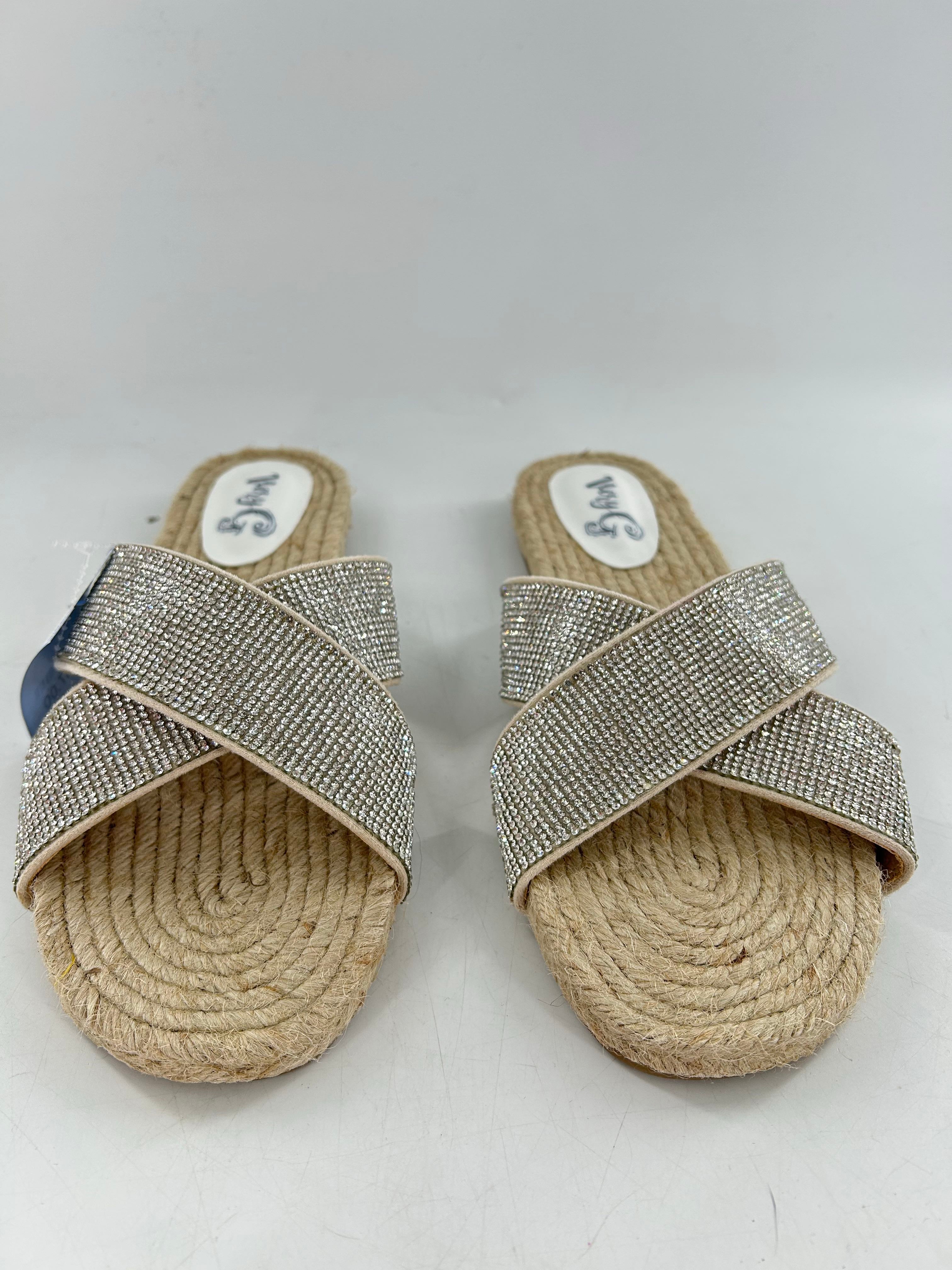 10 rhinestone criss/cross sandal