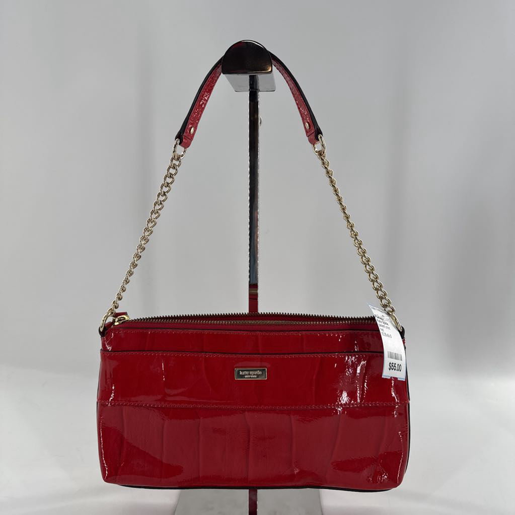 patent croc embossed bow shoulder bag