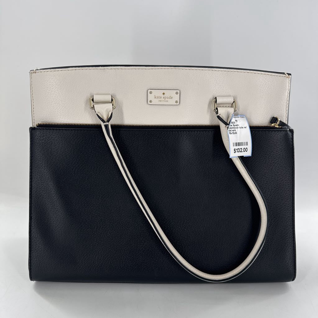 colorblock tote w/ zip pocket