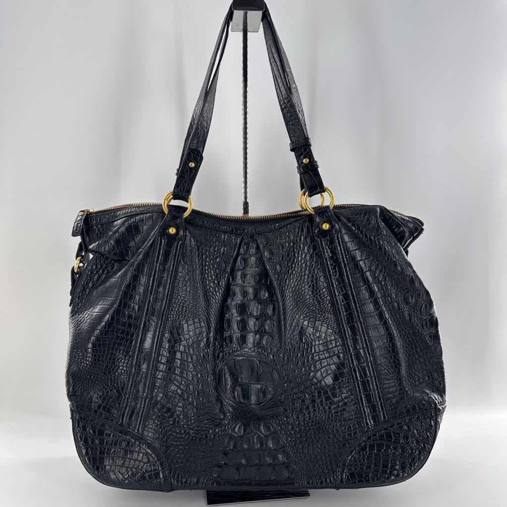 croc embossed tote w/ zip pockets