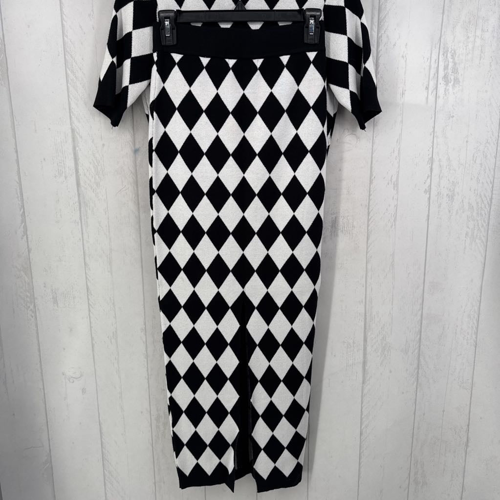 NWT R90 Checkerboard Knit Button-down Top & Skirt
