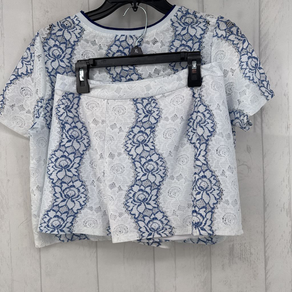 2pc S s/s flo lace short set