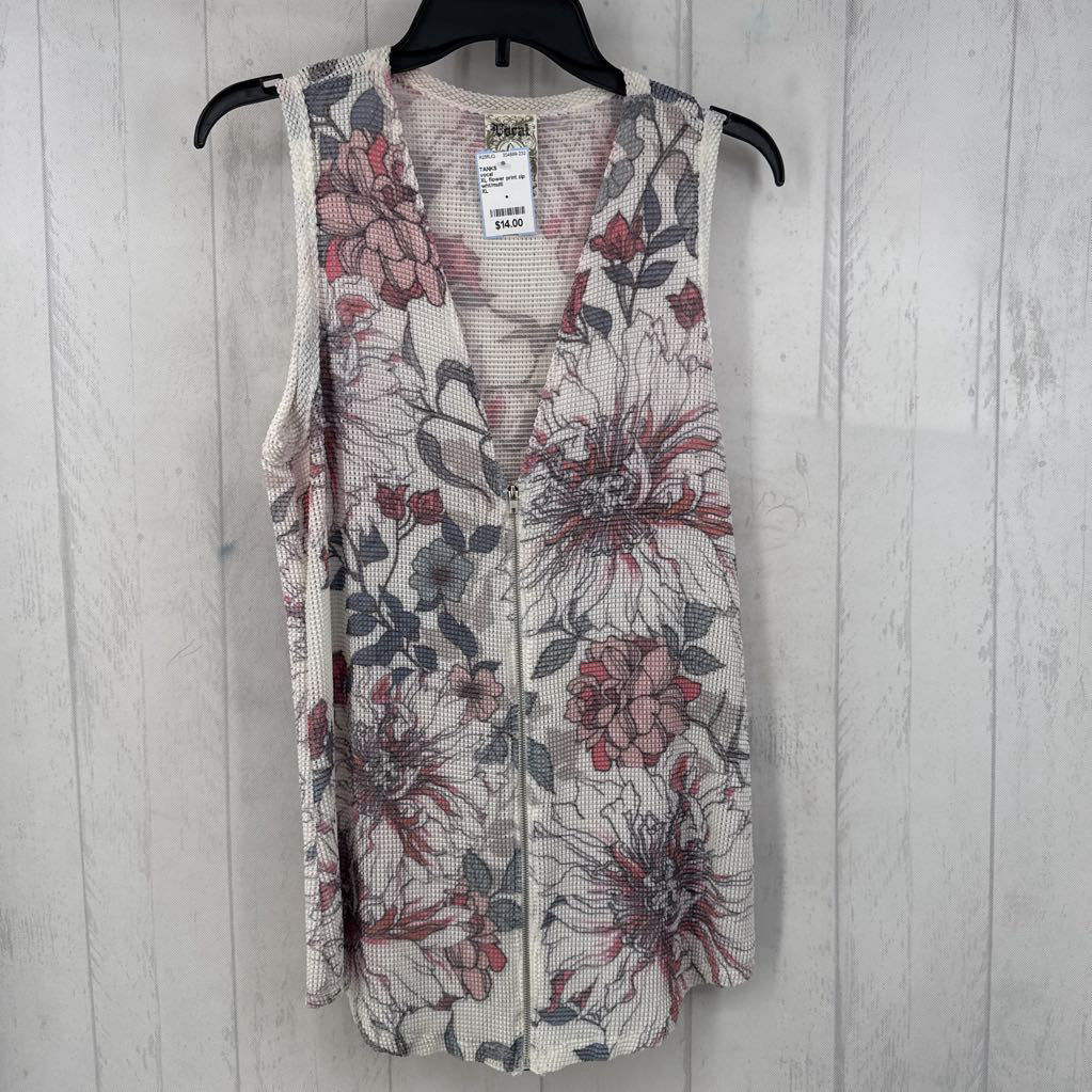 XL flower print zip tank