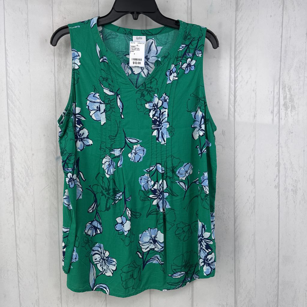 L flower print pleated tank