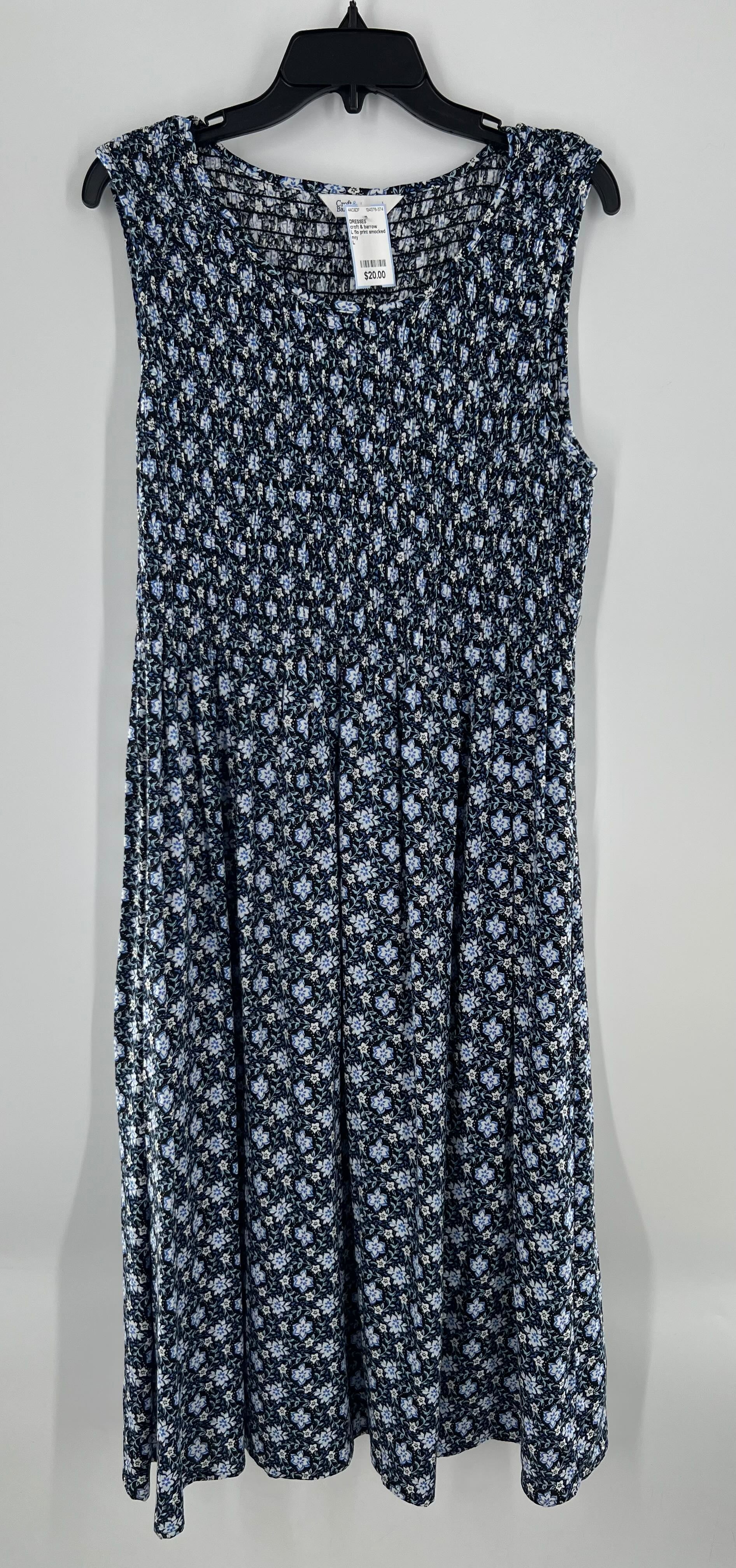 L flo print smocked slvls dress