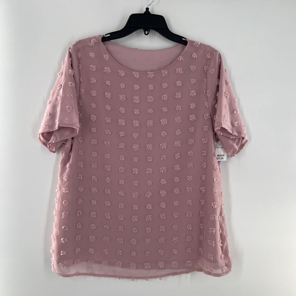 L textured round neck s/s top