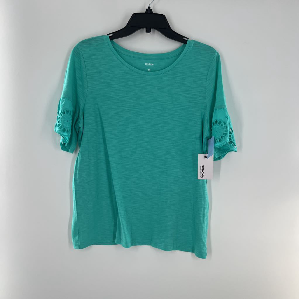 R25 M round neck eyelet slv tee