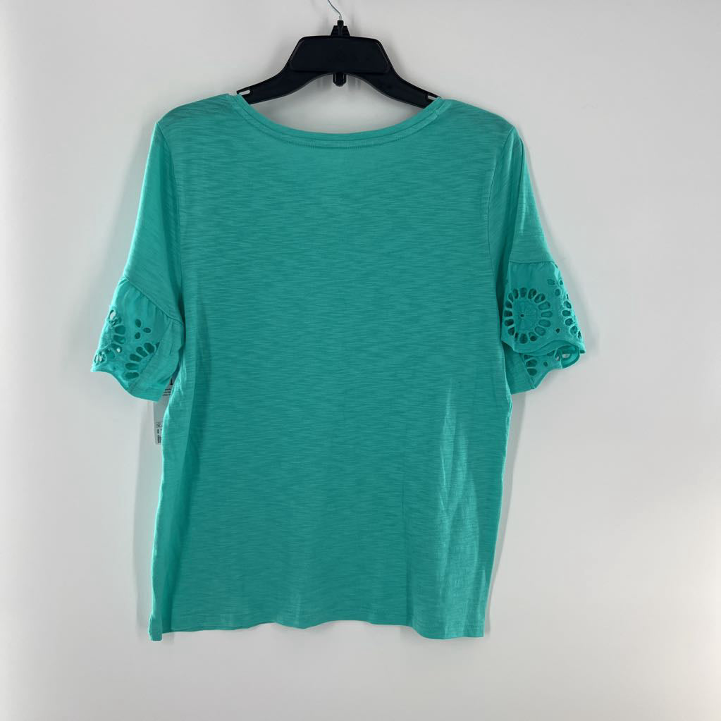R25 M round neck eyelet slv tee