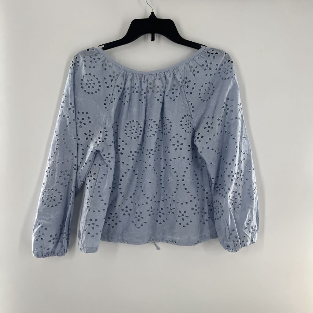 S drawstring waist eyelet 3/4 slv top