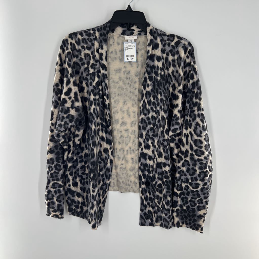 XL animal print open front cardi