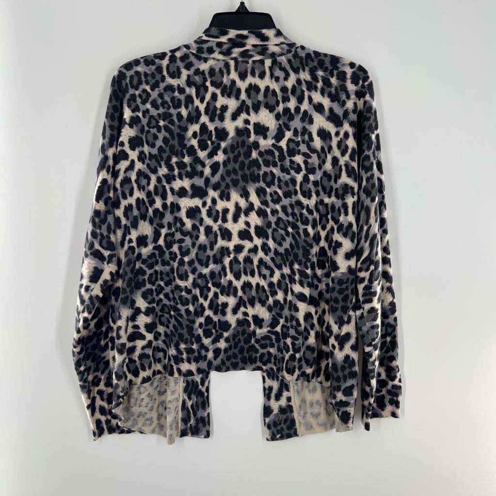 XL animal print open front cardi