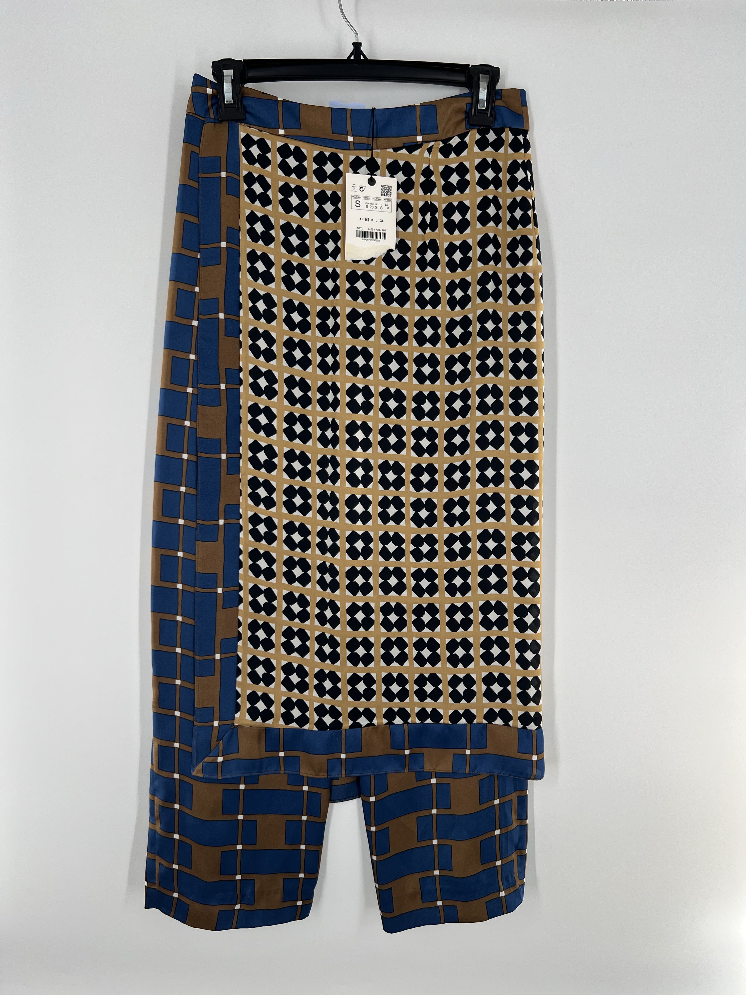 S printed pants with front overlay