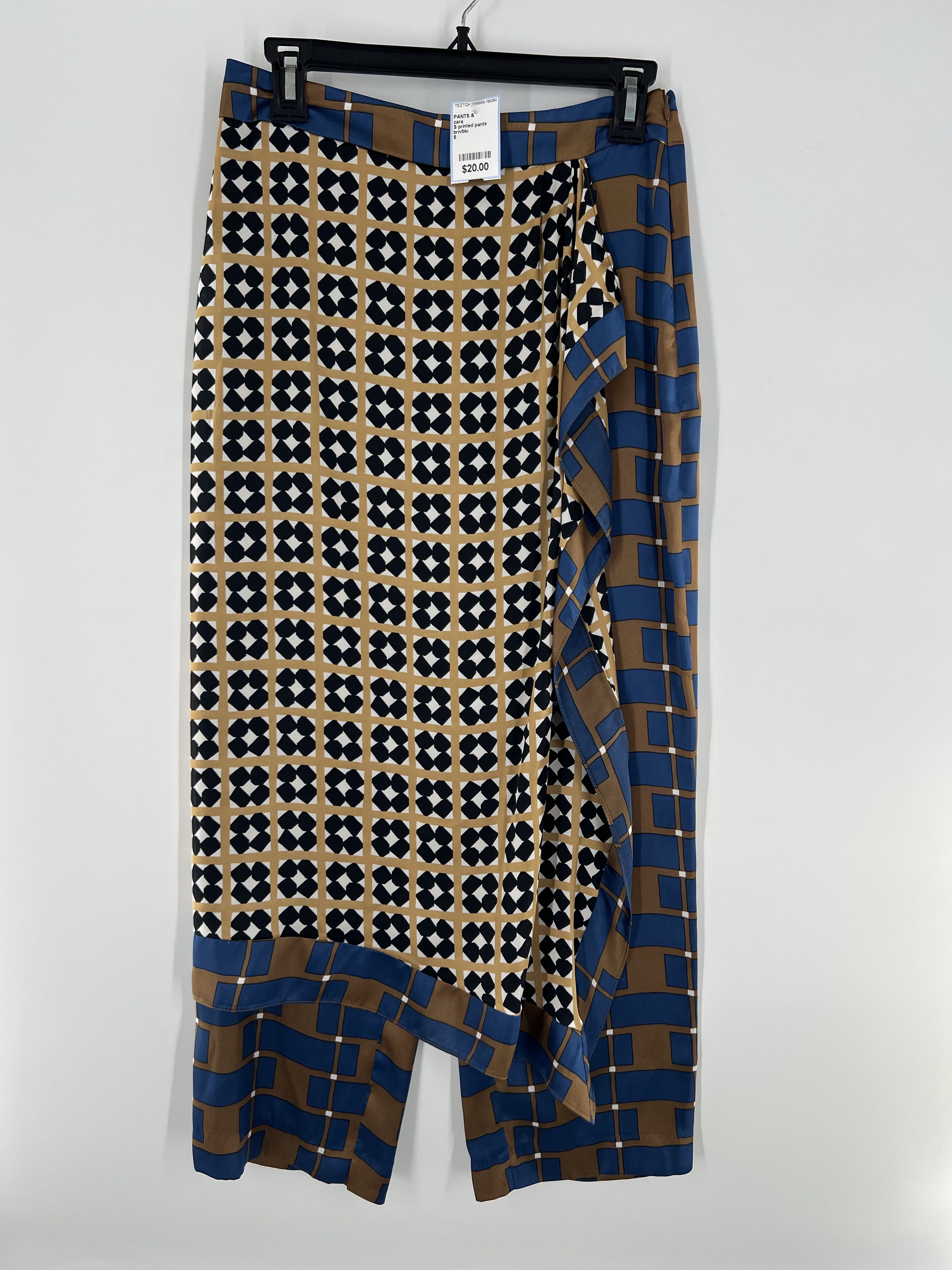 S printed pants with front overlay