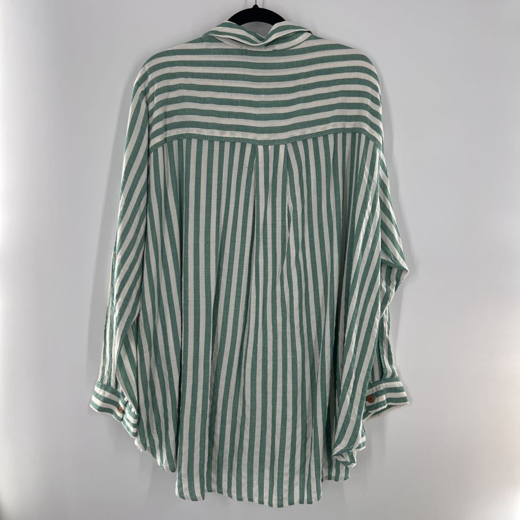 1X striped button down l/s top