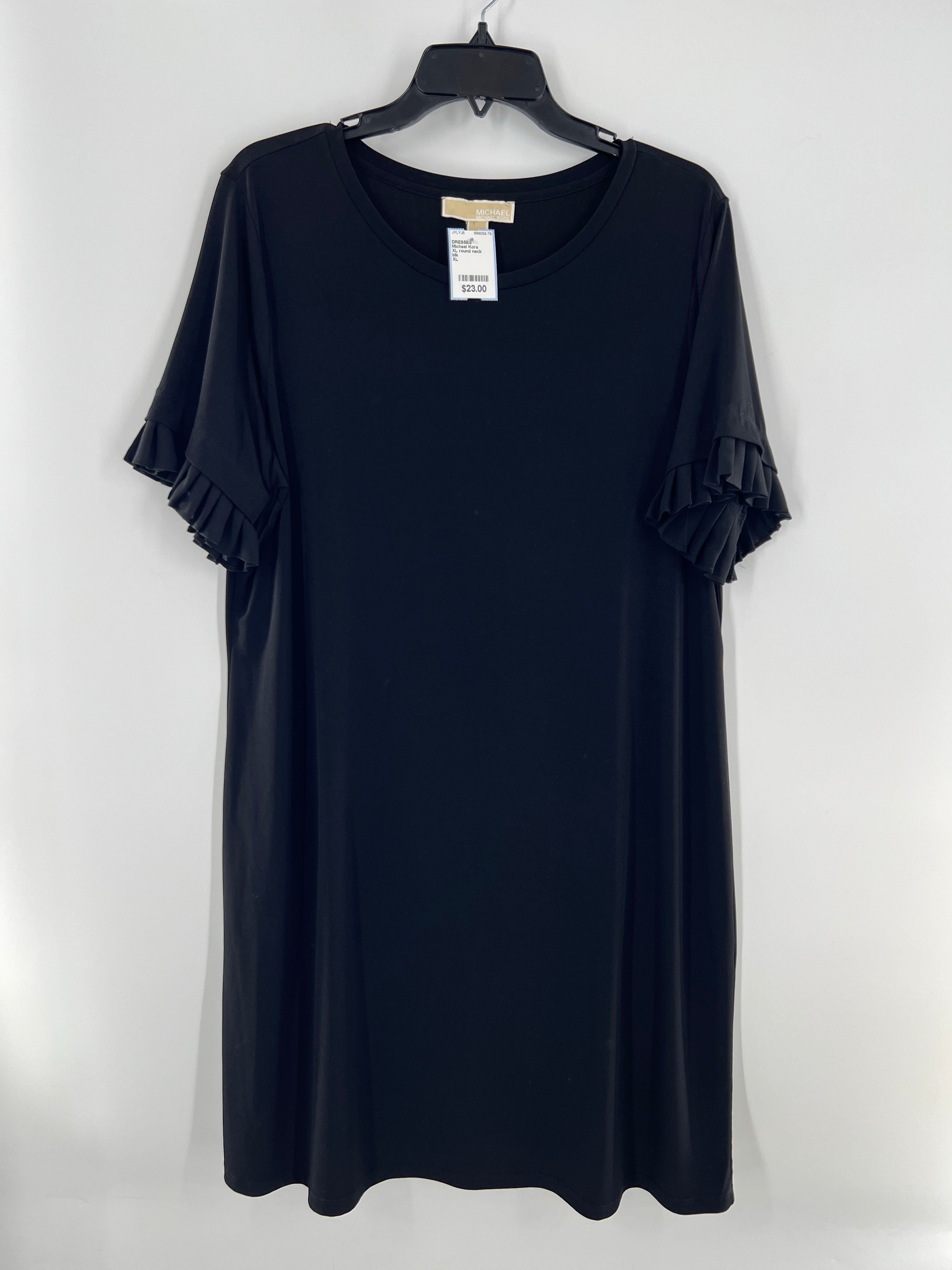 XL round neck ruffled slv dress s/s