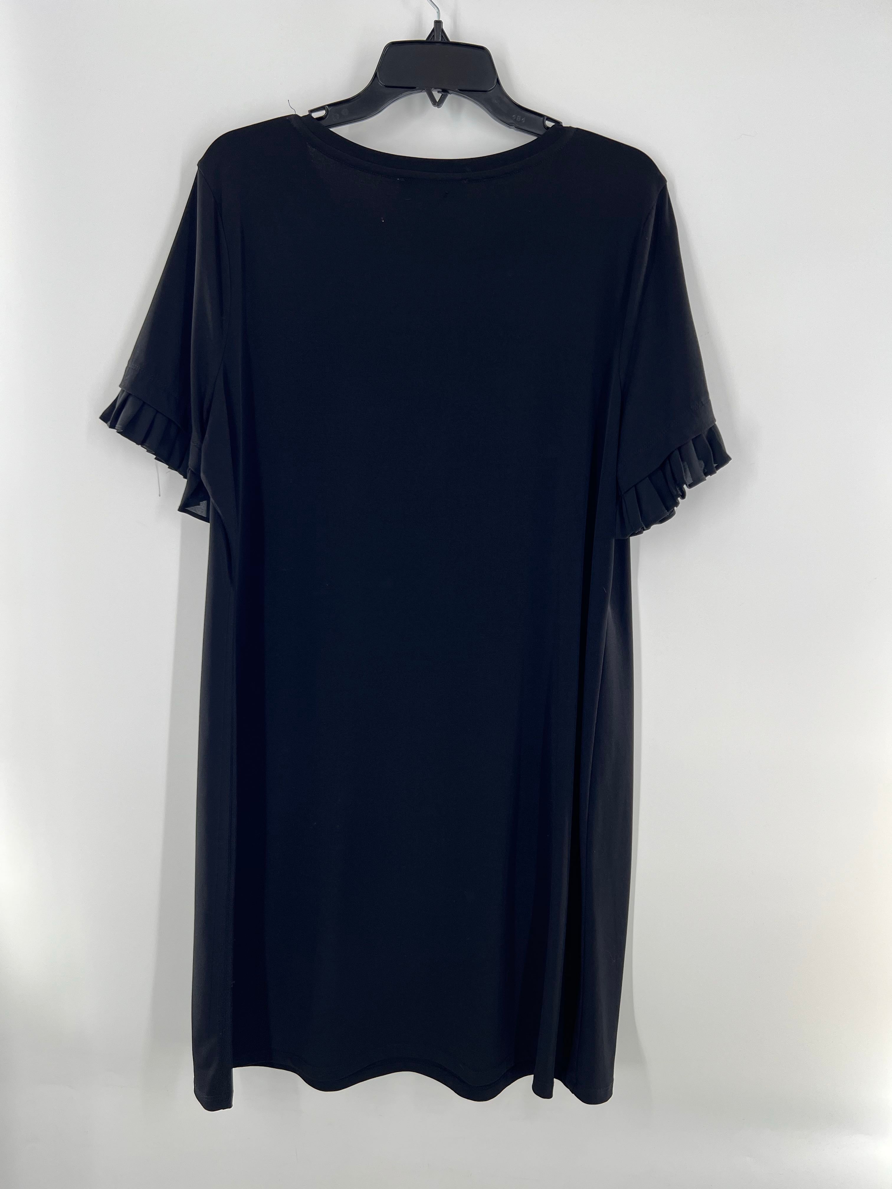 XL round neck ruffled slv dress s/s
