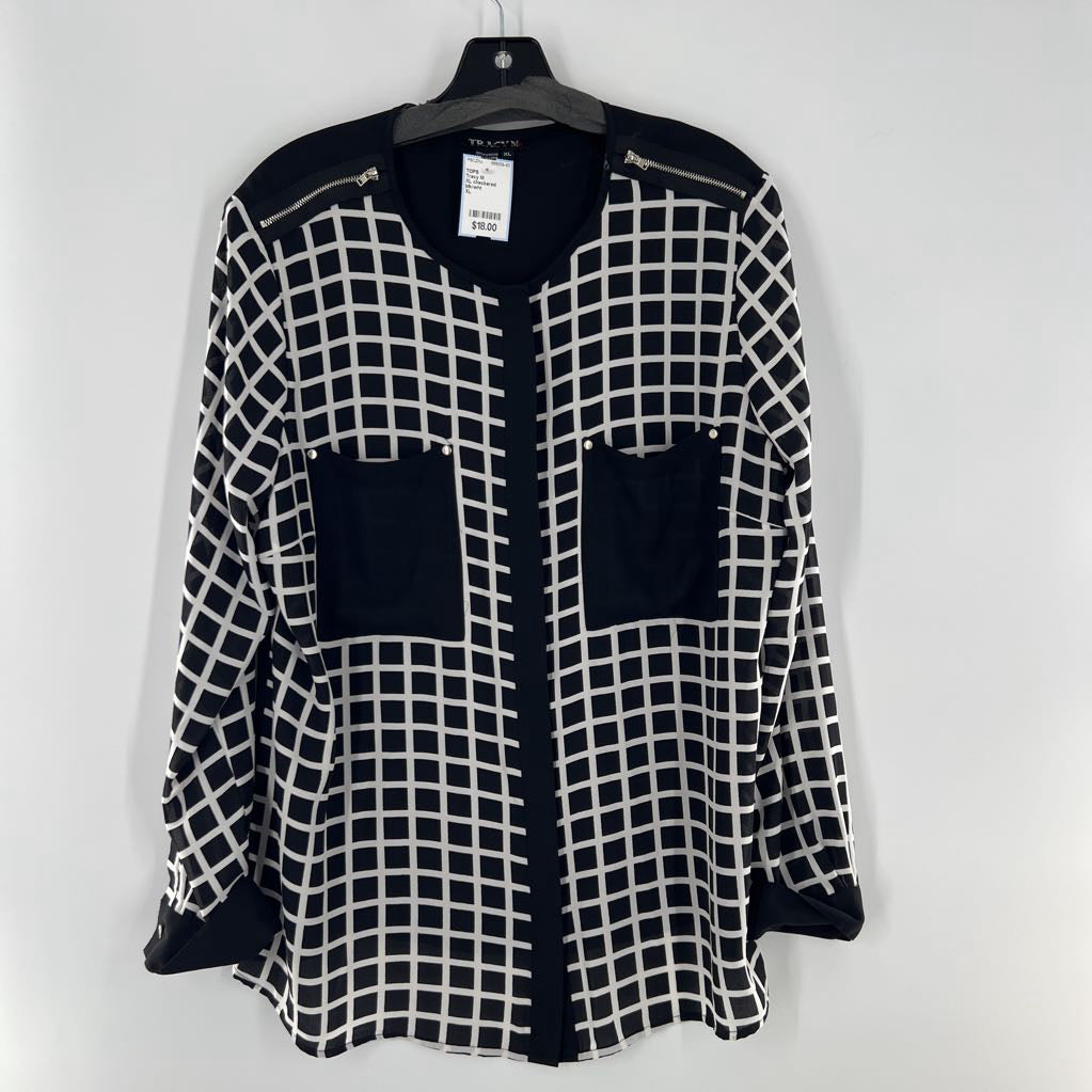 XL checkered button down l/s top