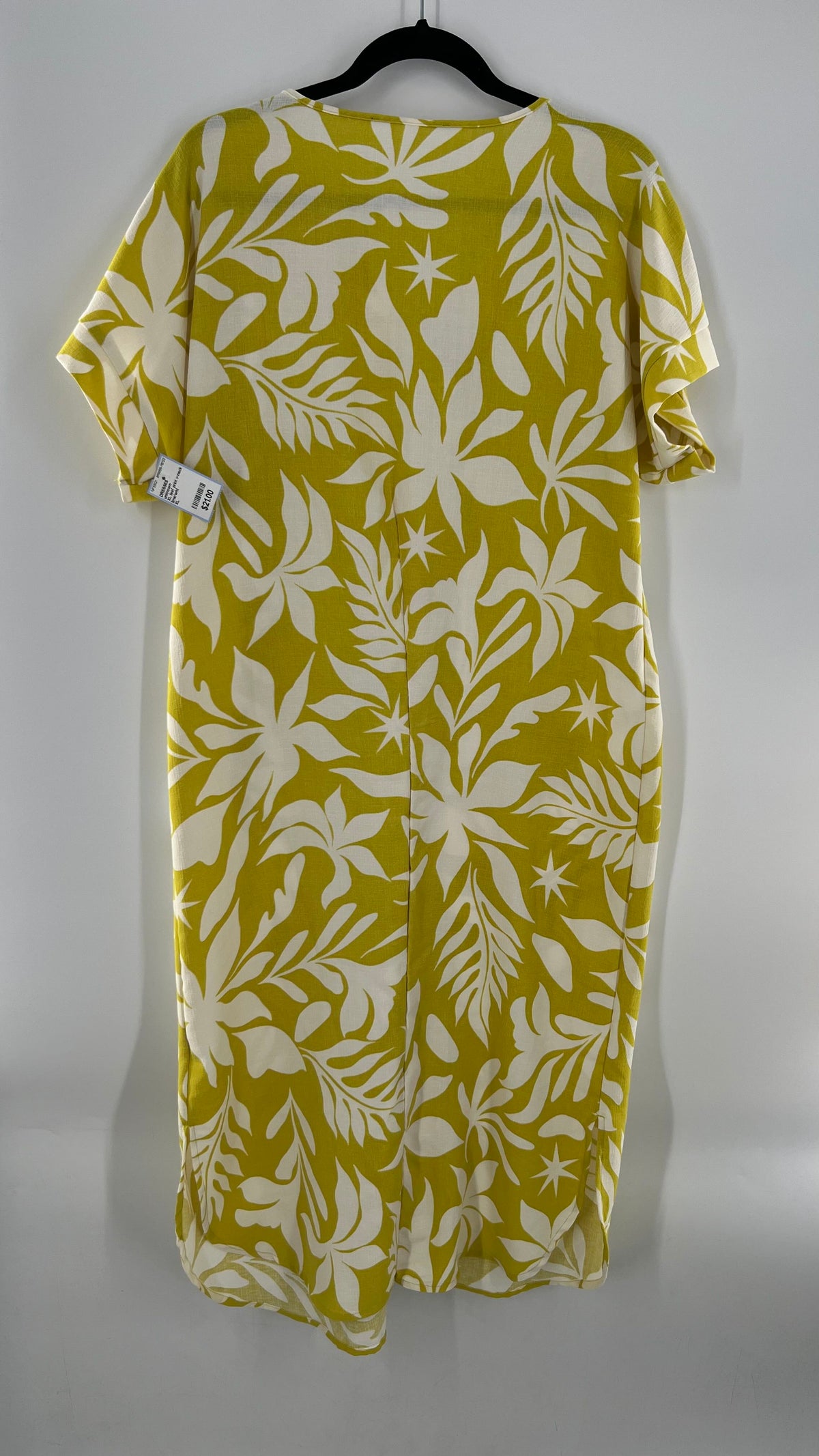 XL leaf print v-neck s/s dress